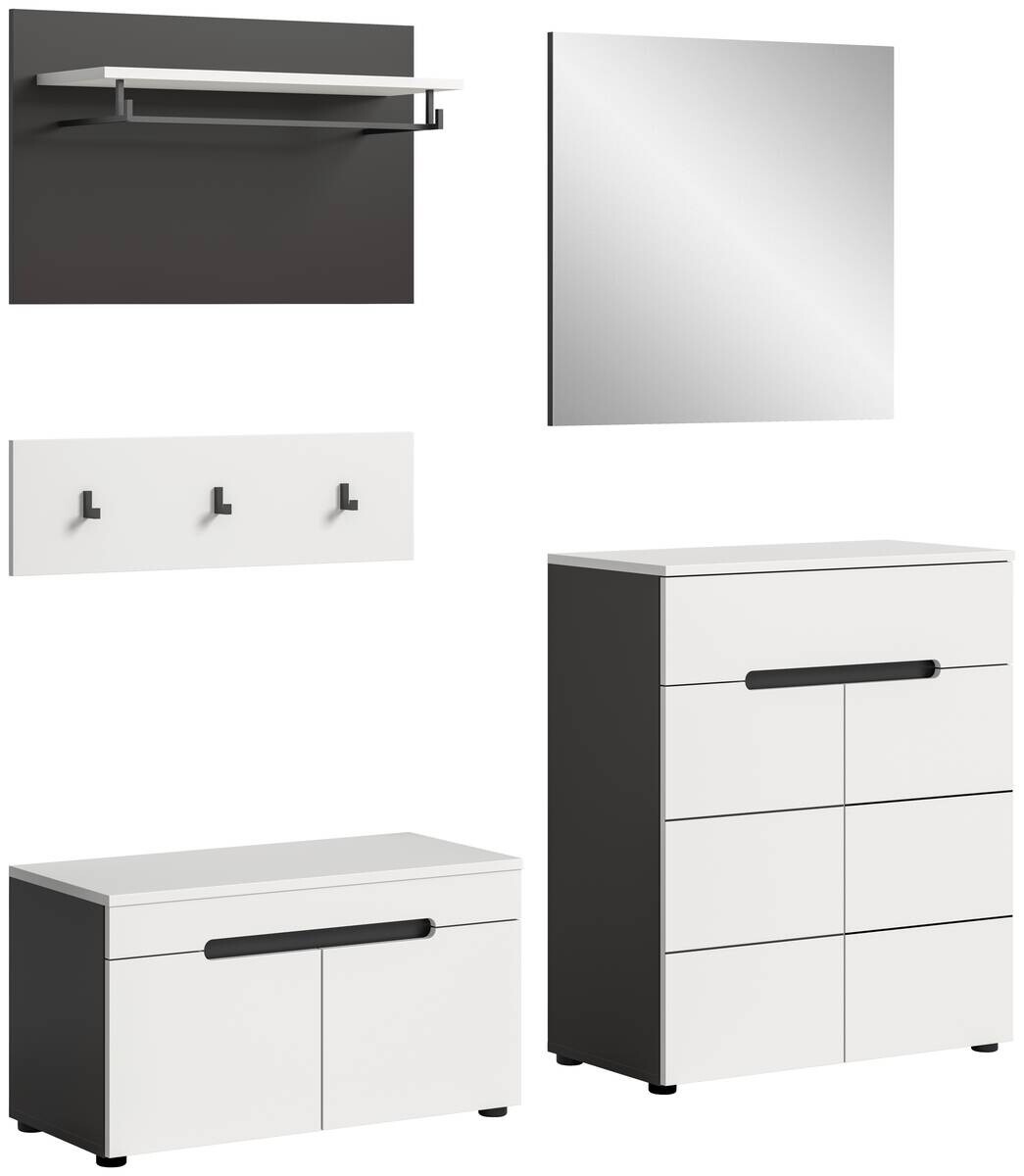 Garderobe Canu basaltgrau Nachbildung weiß B/H/T: ca. 175x190x37 cm