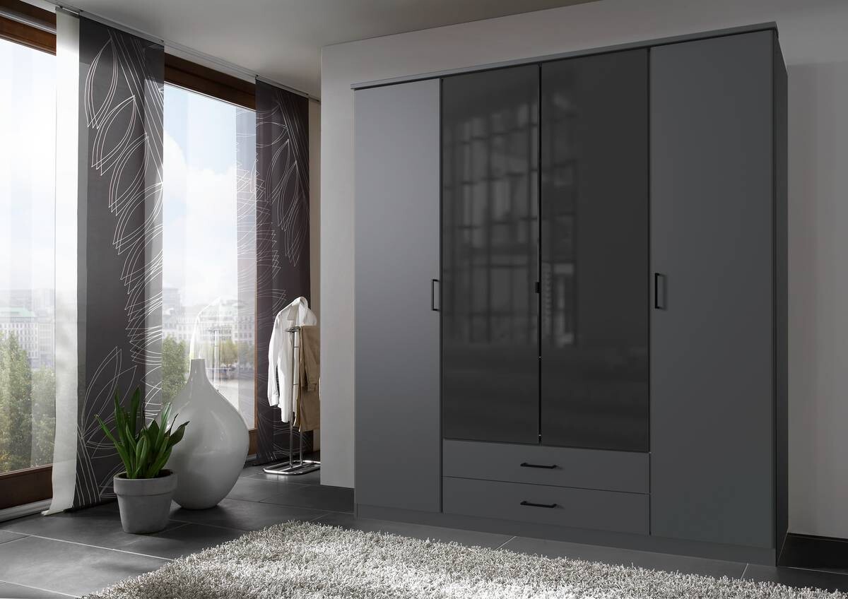 Kleiderschrank Soest Graphit schwarz B/H/T: ca. 180x199x58 cm