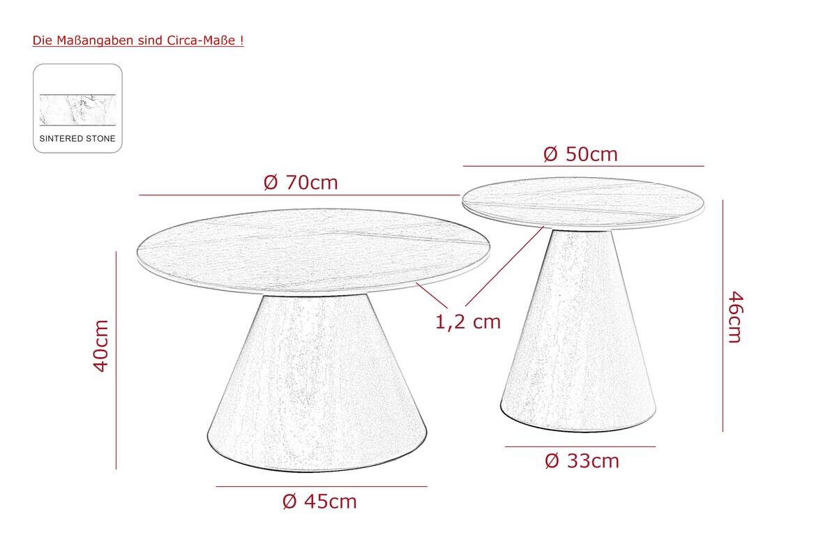 Hela Couchtisch Dustin Marmoroptik grau Metall B/H: ca. 70x46 cm