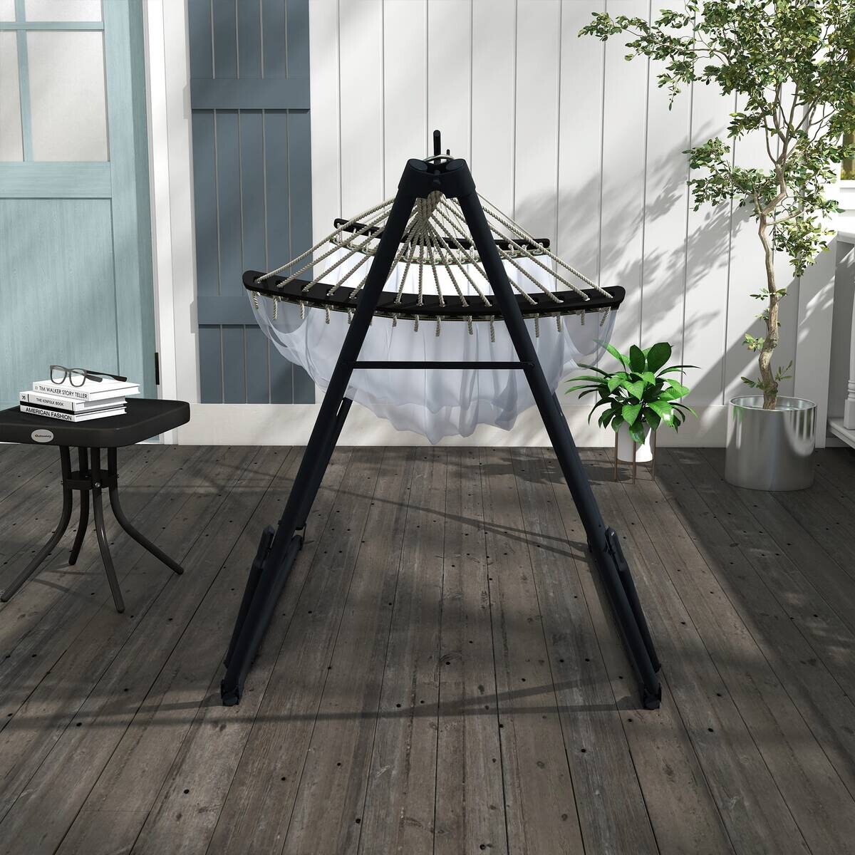 Outsunny Hängemattengestell weiß Nylon B/H/L: ca. 89x263x100 cm