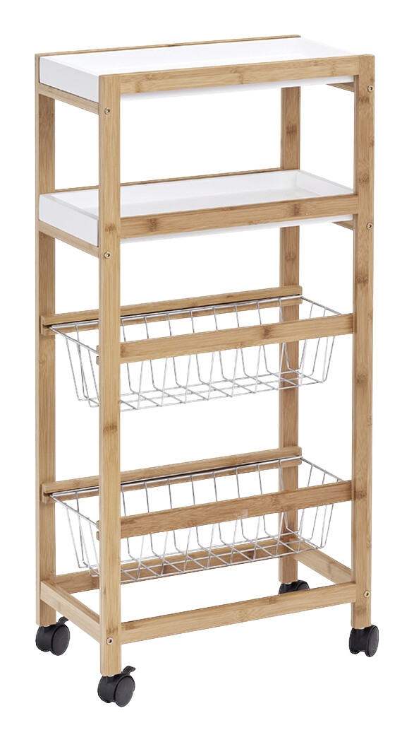 Zeller Küchenwagen weiß Bambus B/H/T: ca. 40x83x22 cm