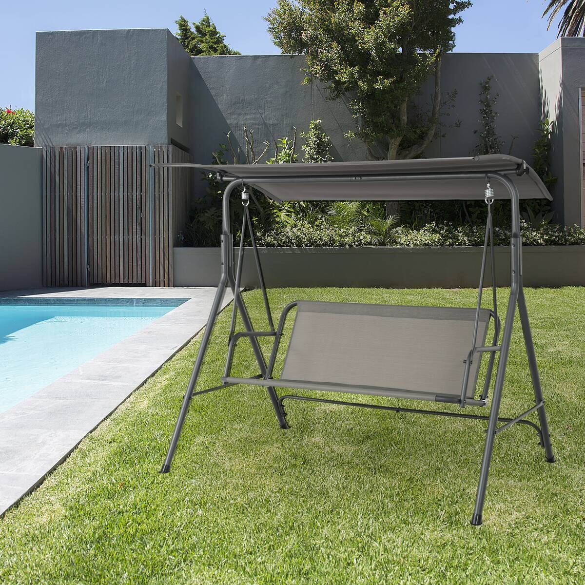 POCOline Hollywoodschaukel dunkelgrau Stahlrohr B/H/L: ca. 110x153x170 cm