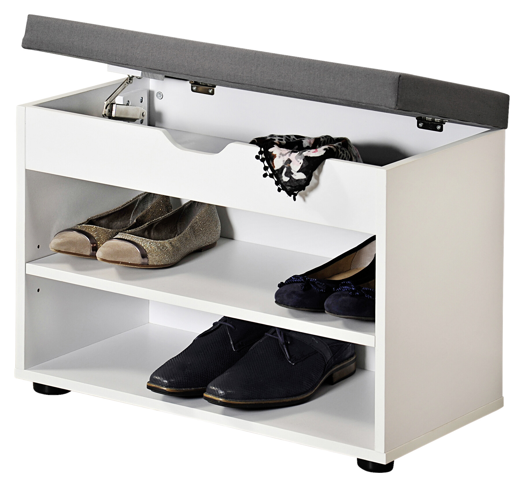 Kesper Schuhschrank mit Sitzkissen weiß Spanplatte B/H/L: ca. 30x45x60 cm