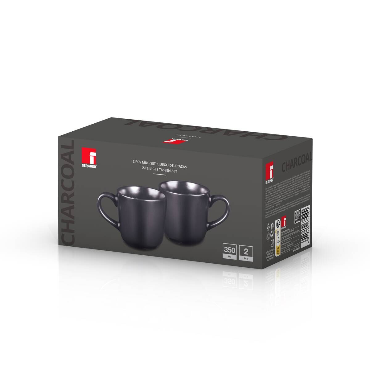 BERGNER Becherset CHARCOAL schwarz Steingut 2 tlg.