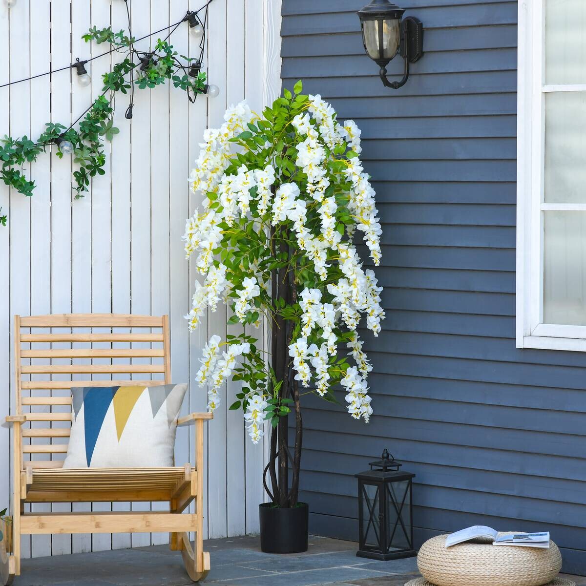 Outsunny Kunstpflanze weiß Polypropylen B/H/L: ca. 24x24x165 cm