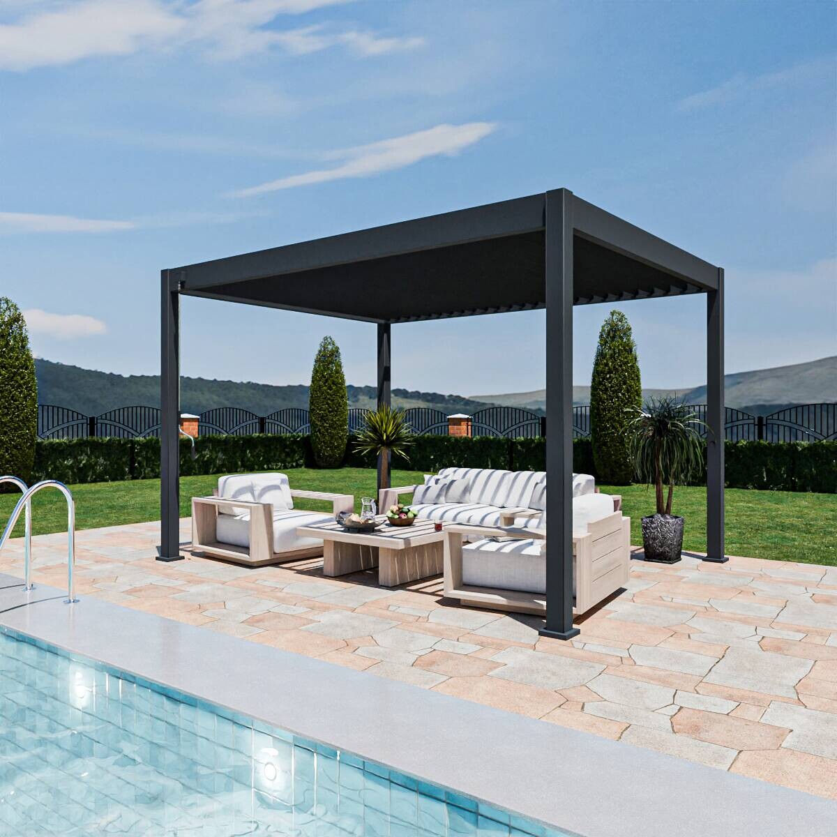PergoLine Pergola Superior anthrazit Aluminium B/H/L: ca. 400x255x300 cm