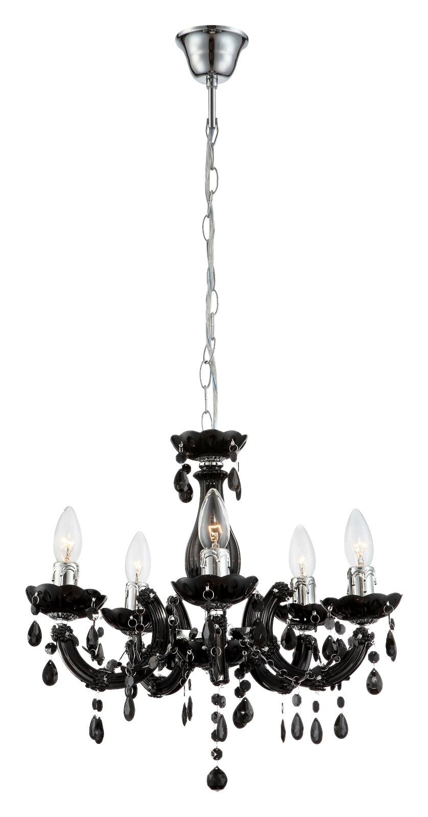 GLOBO Kronleuchter schwarz Acryl Metall H/D: ca. 128x44 cm E14 5 Brennstellen