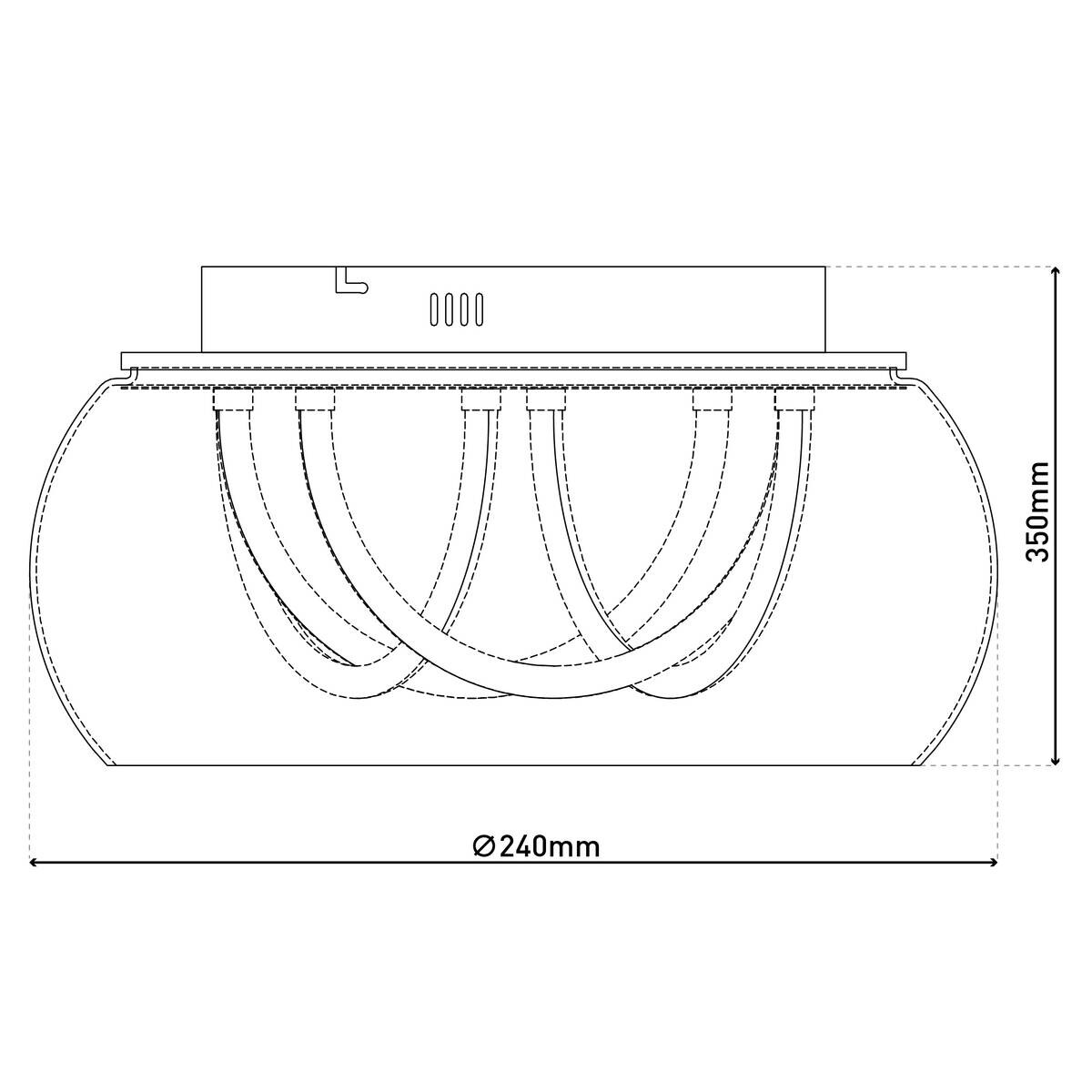 Näve Leuchten LED-Deckenleuchte Chrom Metall Glas B/H/T/D: ca. 45x23,5x45x45 cm