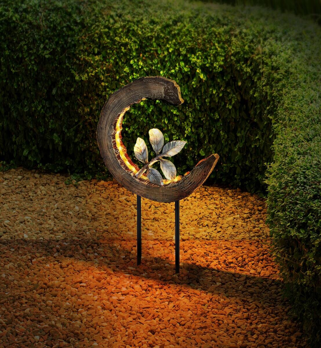 LED-Solarleuchte braun silber Kunststoff B/H/T: ca. 10x52x24 cm