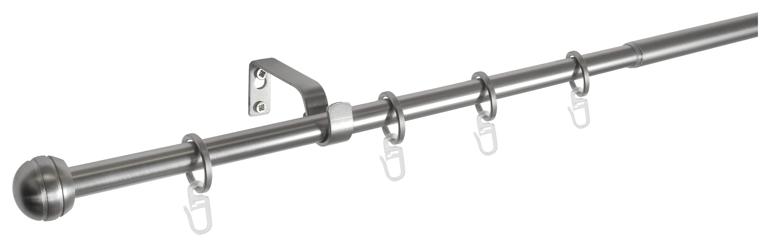 Gardinenstange Edelstahloptik Metall ausziehbar von ca. 120 bis 210 cm 1.0 Läufe