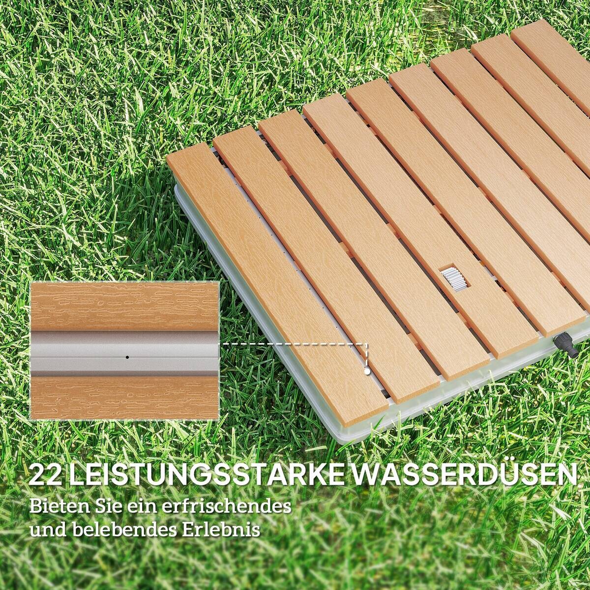 Outsunny Bodendusche Holzoptik Acryl