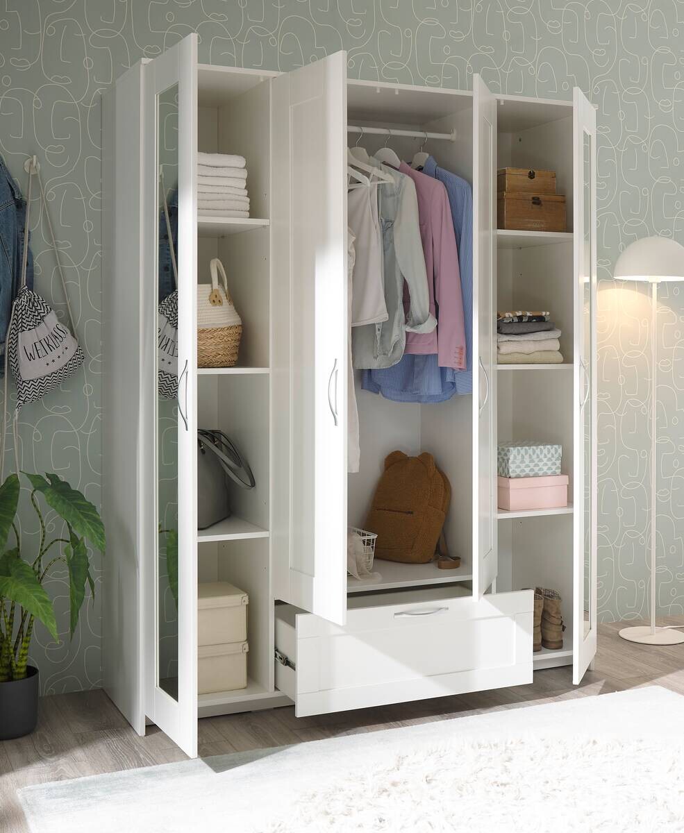 Kleiderschrank weiß B/H/T: ca. 156x191x50 cm