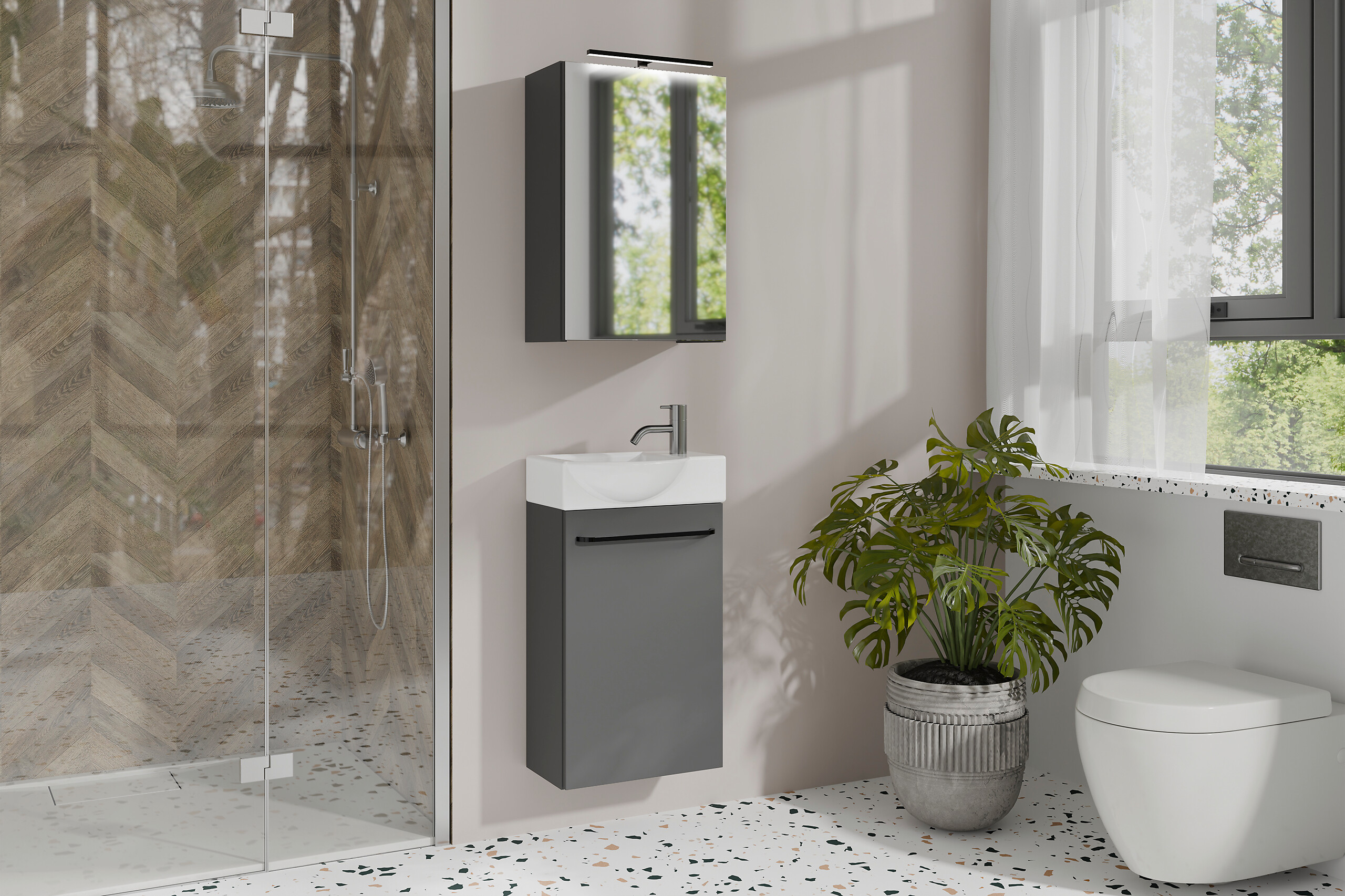 Spiegelschrank SPREE anthrazit B/H/T: ca. 40x60x15 cm