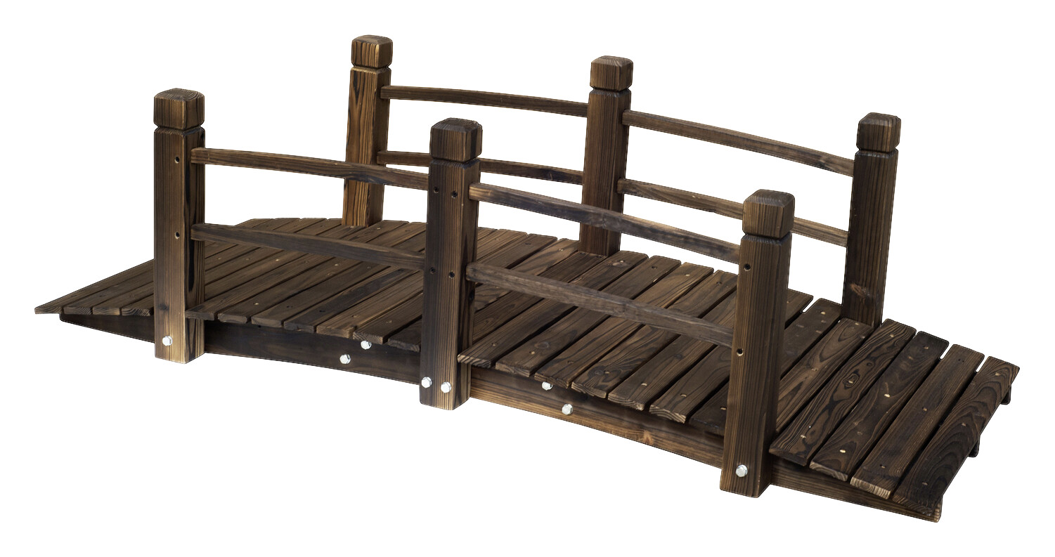 Outsunny Holzbrücke mit Geländer dunkelbraun B/H/L: ca. 67x48x153 cm ca. 181 kg