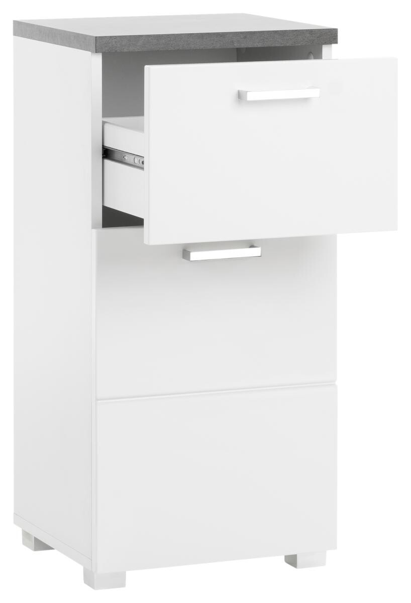 Badkommode Praya Dark Concret Nachbildung weiß Hochglanz B/H/T: ca. 36x73x32 cm