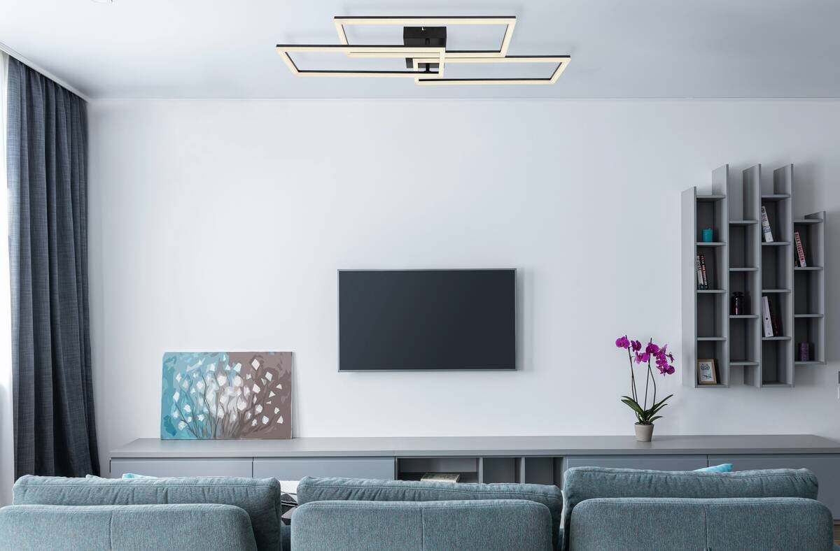 GLOBO LED-Deckenleuchte schwarz Opal Acryl Metall B/H/T: ca. 40x8x90 cm