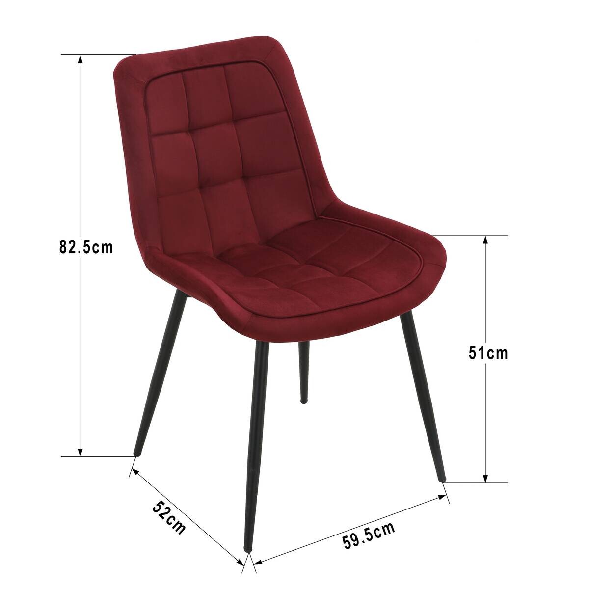 Stuhl KIRA bordeaux Samtoptik B/H/T: ca. 59,5x82,5x49 cm