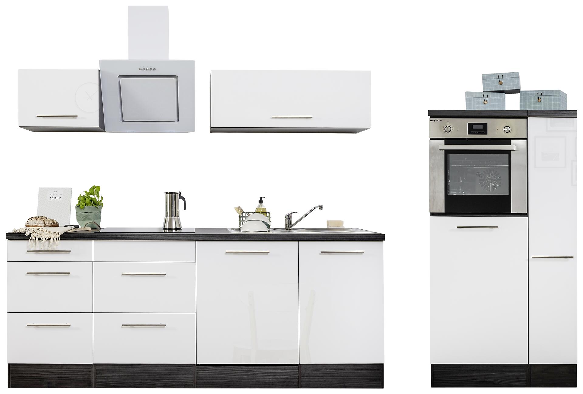 Respekta Küchenblock Amanda weiß Hochglanz B/H/T: ca. 310x200x60 cm