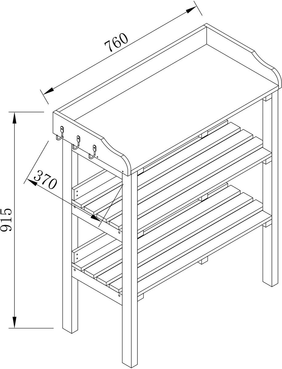 AXI Pflanztisch braun B/H/L: ca. 37x92x76 cm