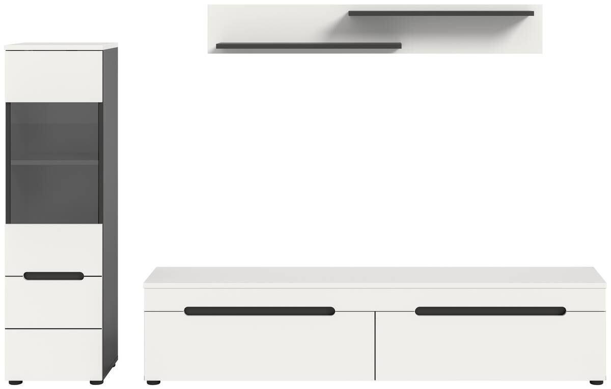 Wohnwand Canu basaltgrau weiß B/H/T: ca. 221x141x33 cm