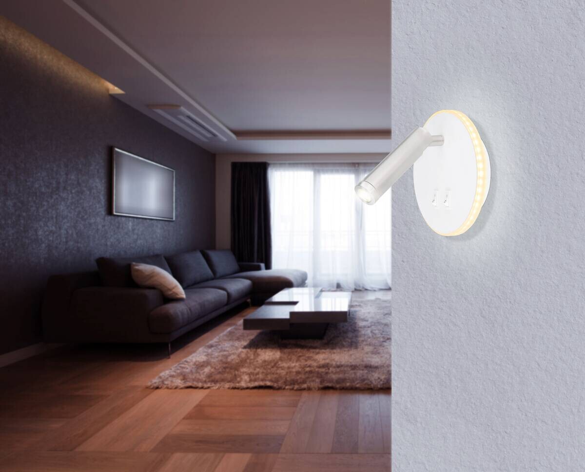 GLOBO LED-Wandleuchte MANY 78405W weiß nickel Opal Metall Kunststoff L/D: ca. 15x14,6 cm 1 Brennstellen