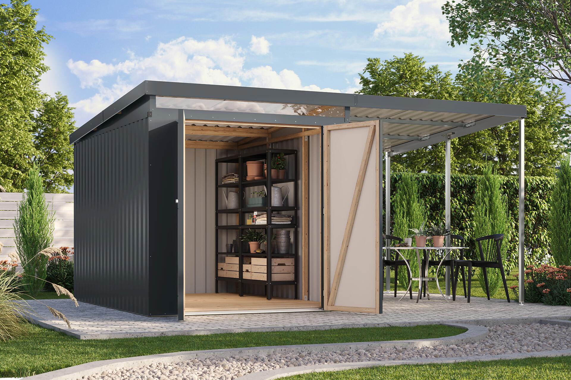 Karibu Gartenhaus IIndra 2,5 anthrazit B/H/T: ca. 206x213x289 cm