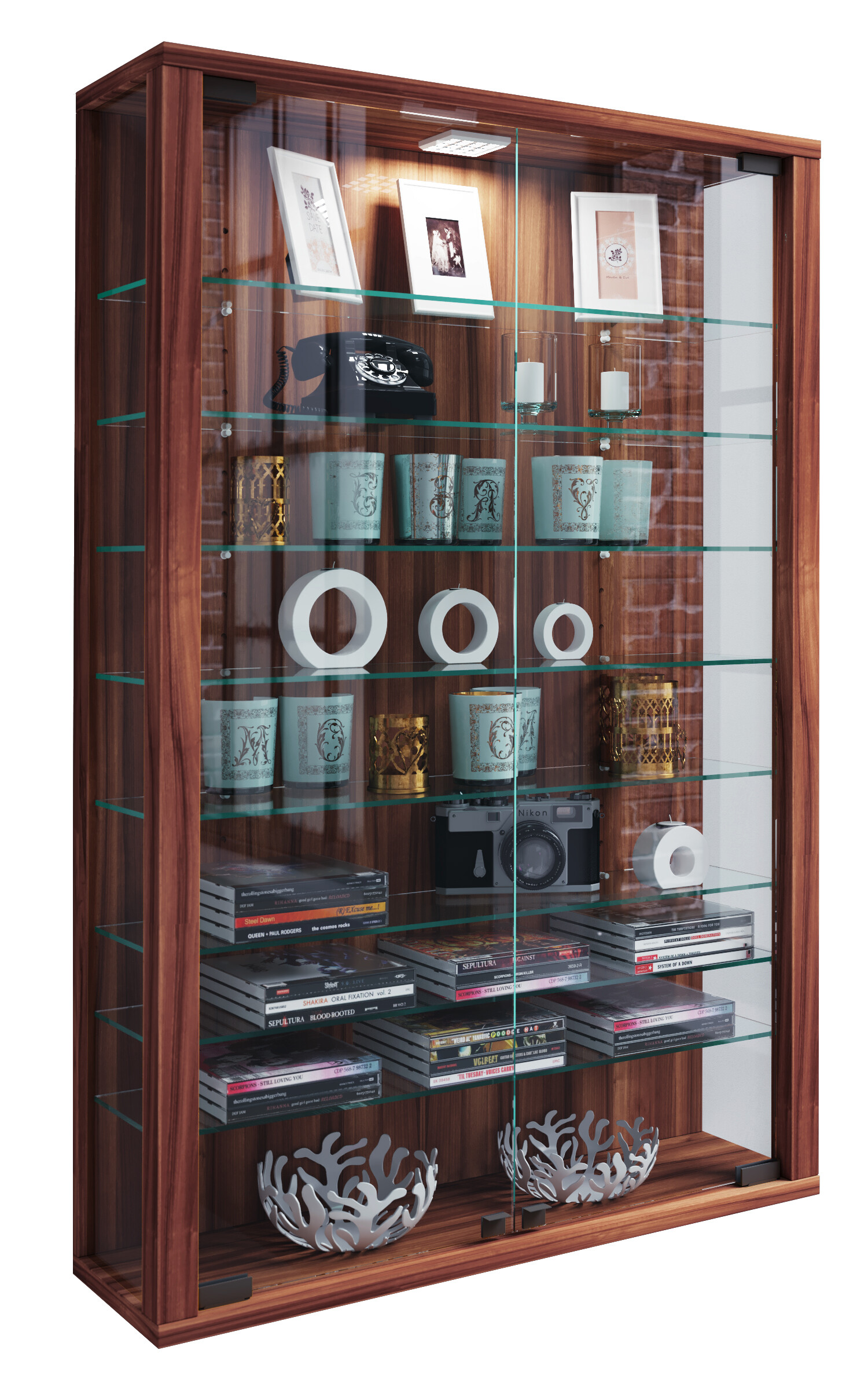 Vitrine Vitrosa Mini nussbaum Nachbildung Holzwerkstoff Glas B/H/T: ca. 59x90x18 cm