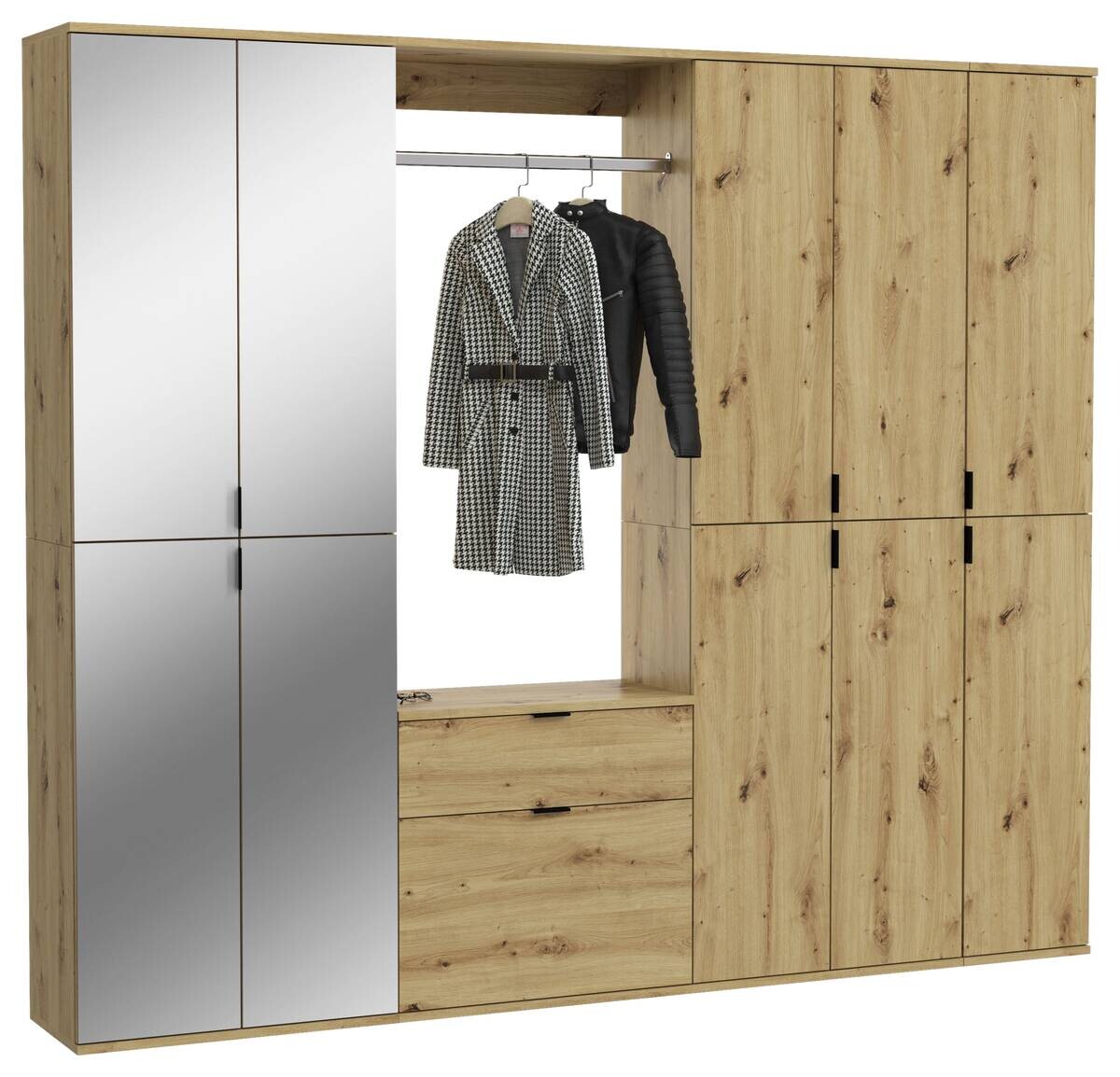 Garderobe PROJEKT Eiche Artisan Nachbildung Spiegel B/H/T: ca. 213x193x34 cm