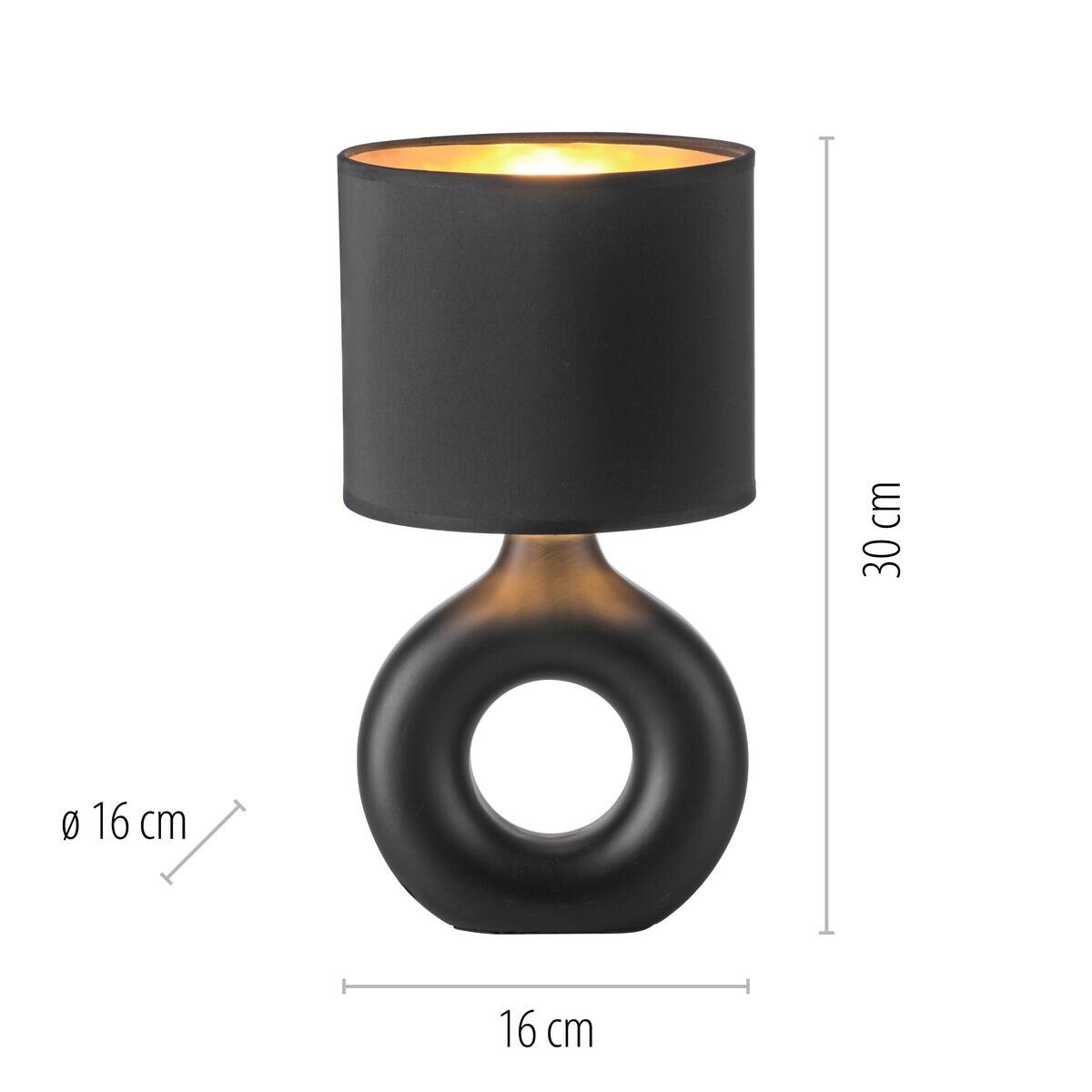 Just Light Tischleuchte Carara schwarz Kunststoff Stoff Keramik H/L/D: ca. 30x16x16 cm null 1 Brennstellen