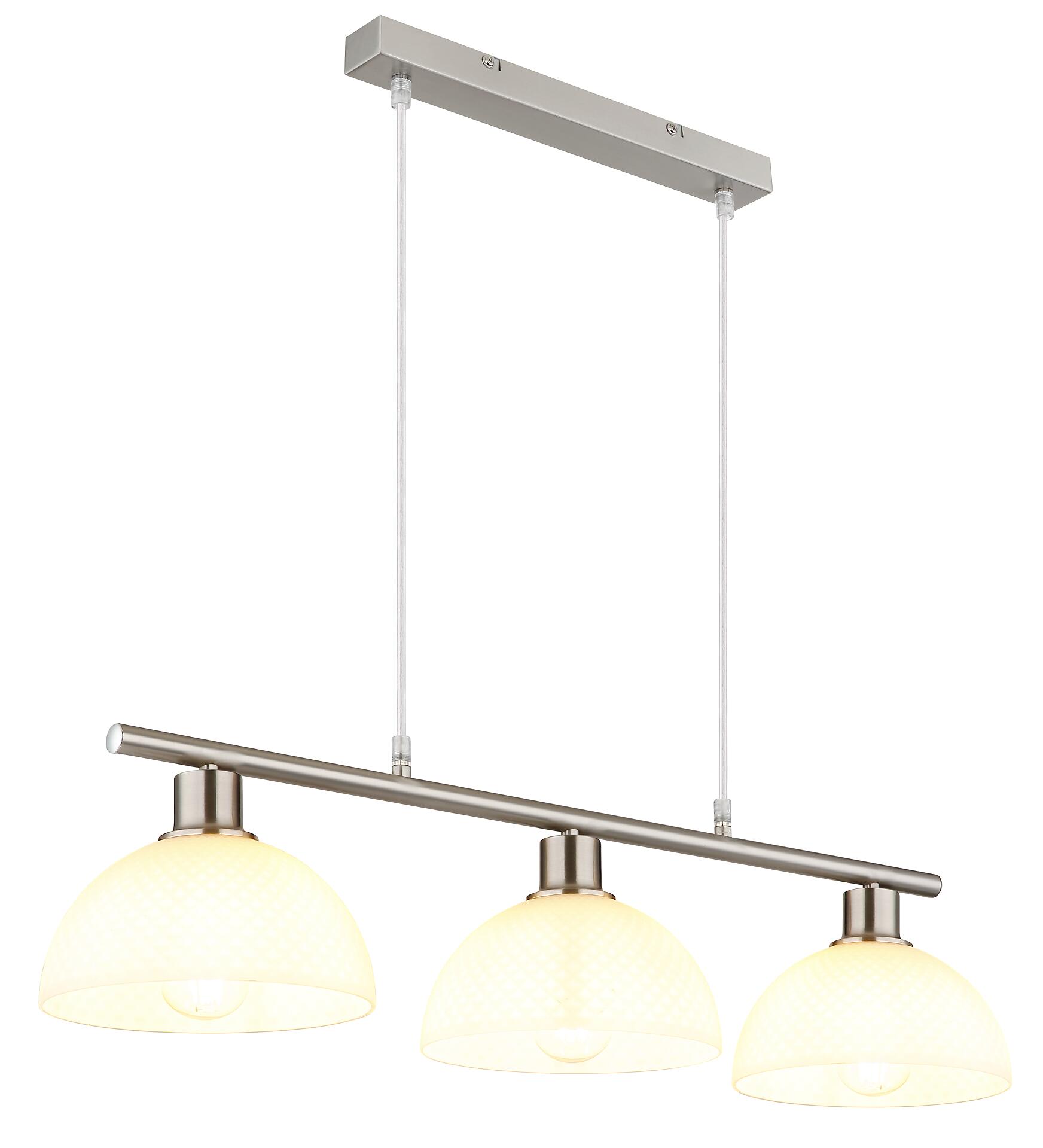 GLOBO Pendelleuchte Opal nickel Metall Glas PVC B/H/L: ca. 20x120x77 cm E27 3 Brennstellen