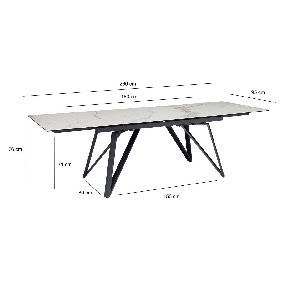 Esstisch weiß Marmor Optik B/H/T: ca. 180x76x95 cm
