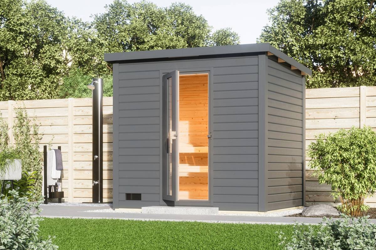 Karibu Saunahaus Sonja 3 grau B/H/T: ca. 231x228x196 cm