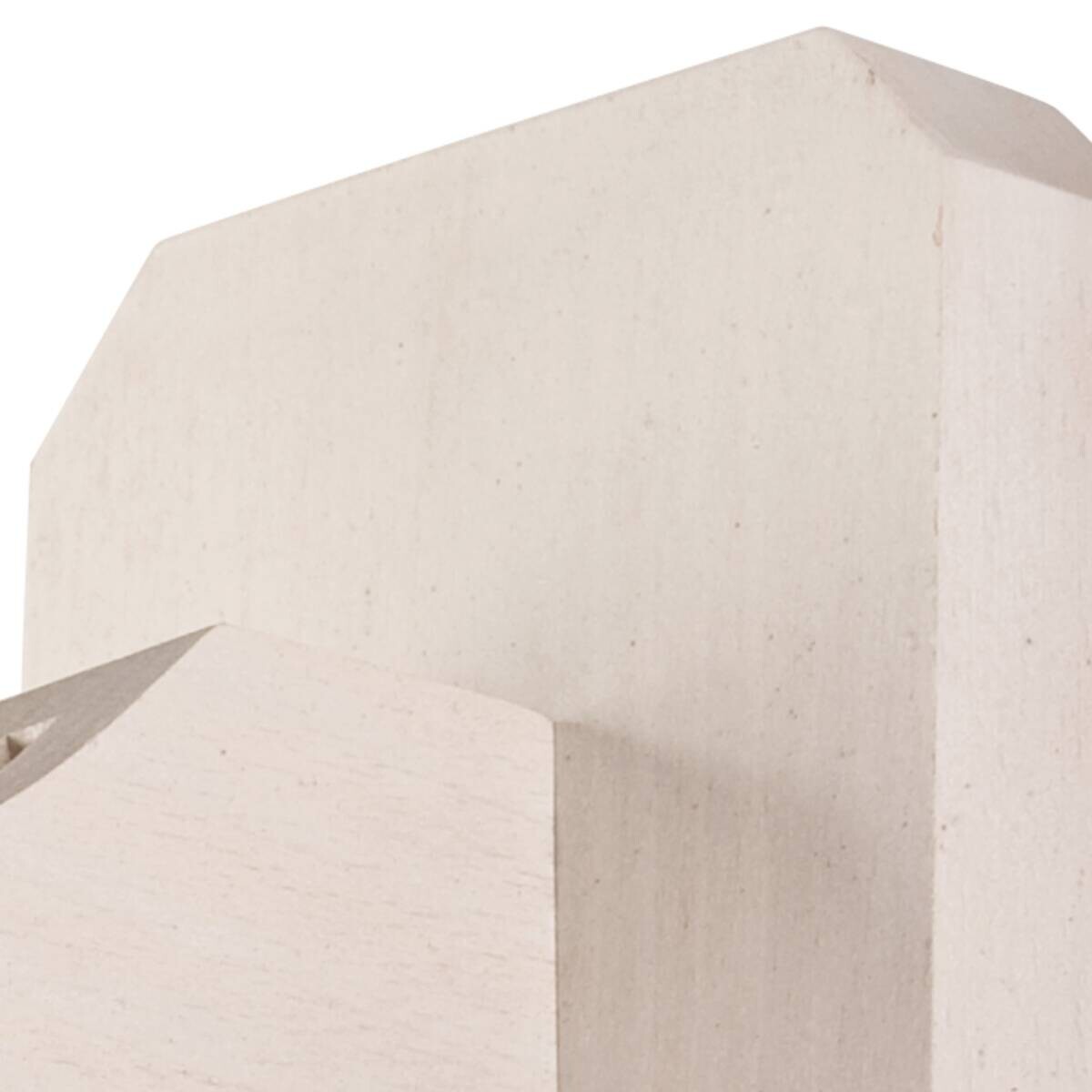 Lamkur Wandleuchte weiß buche Glas Stahl Holz B/H/L: ca. 20x20x30 cm E27 1 Brennstellen