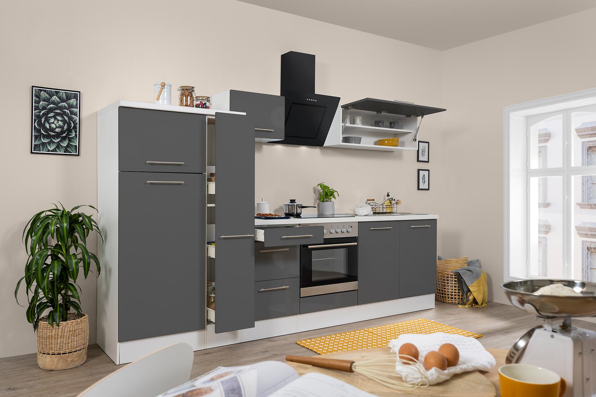 Respekta Küchenblock Amanda grau Hochglanz B/H/T: ca. 300x200x60 cm