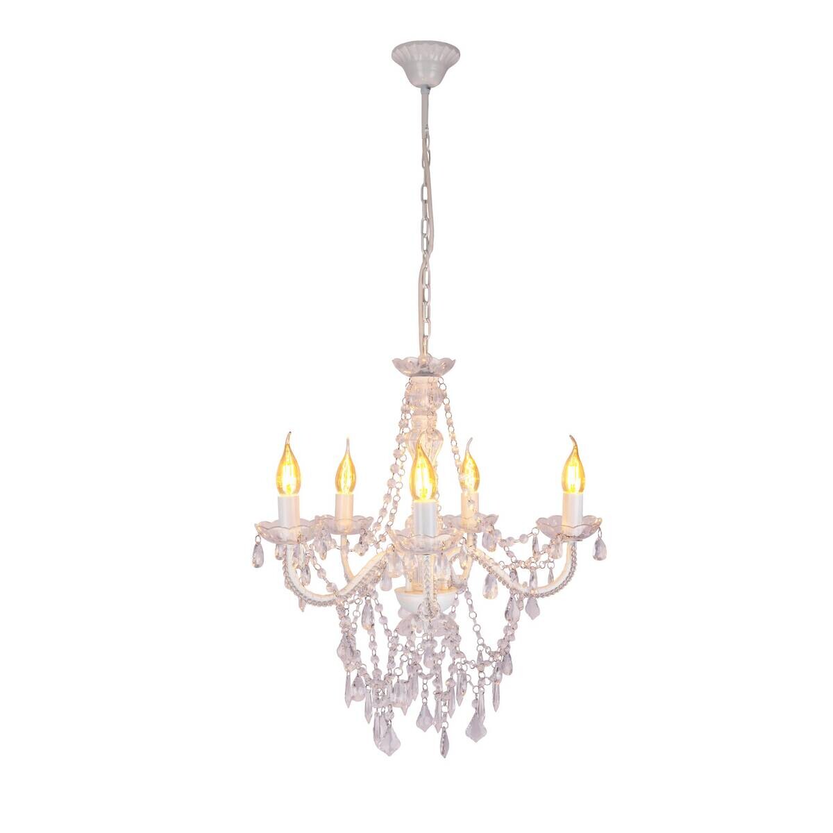 Näve Leuchten Pendelleuchte 8009323 weiß Metall Kunststoff B/H/T: ca. 52x85x52 cm E14 5 Brennstellen