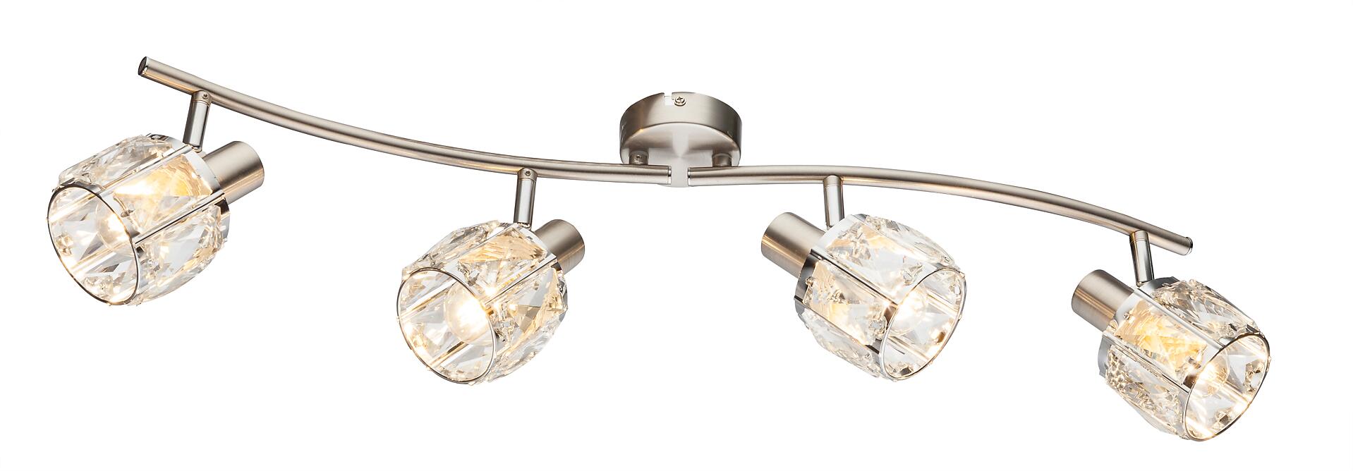 GLOBO Deckenleuchte Kris nickel matt klar Metall Glas B/H/T: ca. 31,5x18x70 cm E14 4 Brennstellen