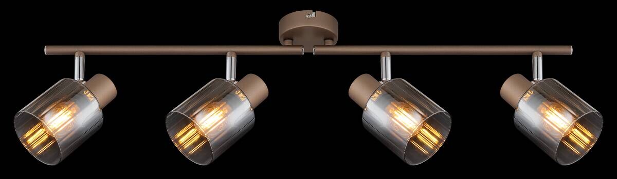 GLOBO Spot Walton 4 kaffee klar Rauch Glas Metall B/H/L: ca. 8x15x70 cm E14 4 Brennstellen