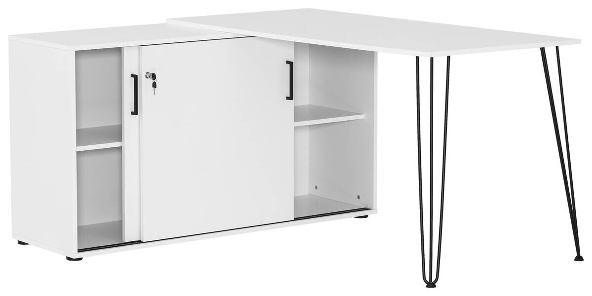 Eckschreibtisch Ekko weiß matt B/H/T: ca. 129,5x73,8x145 cm