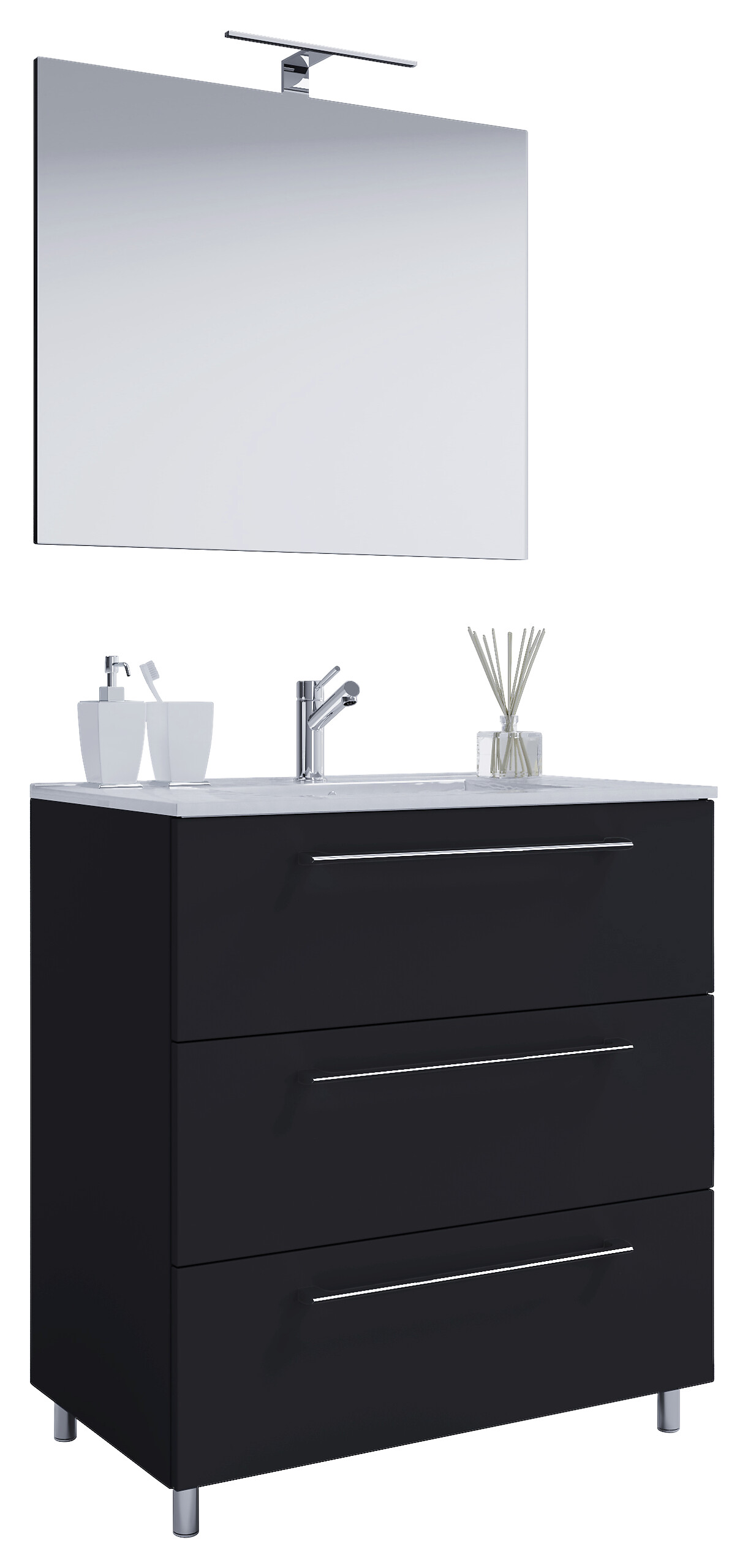 Waschplatz 3tlg-Schubo schwarz B/H/T: ca. 80x86x46 cm