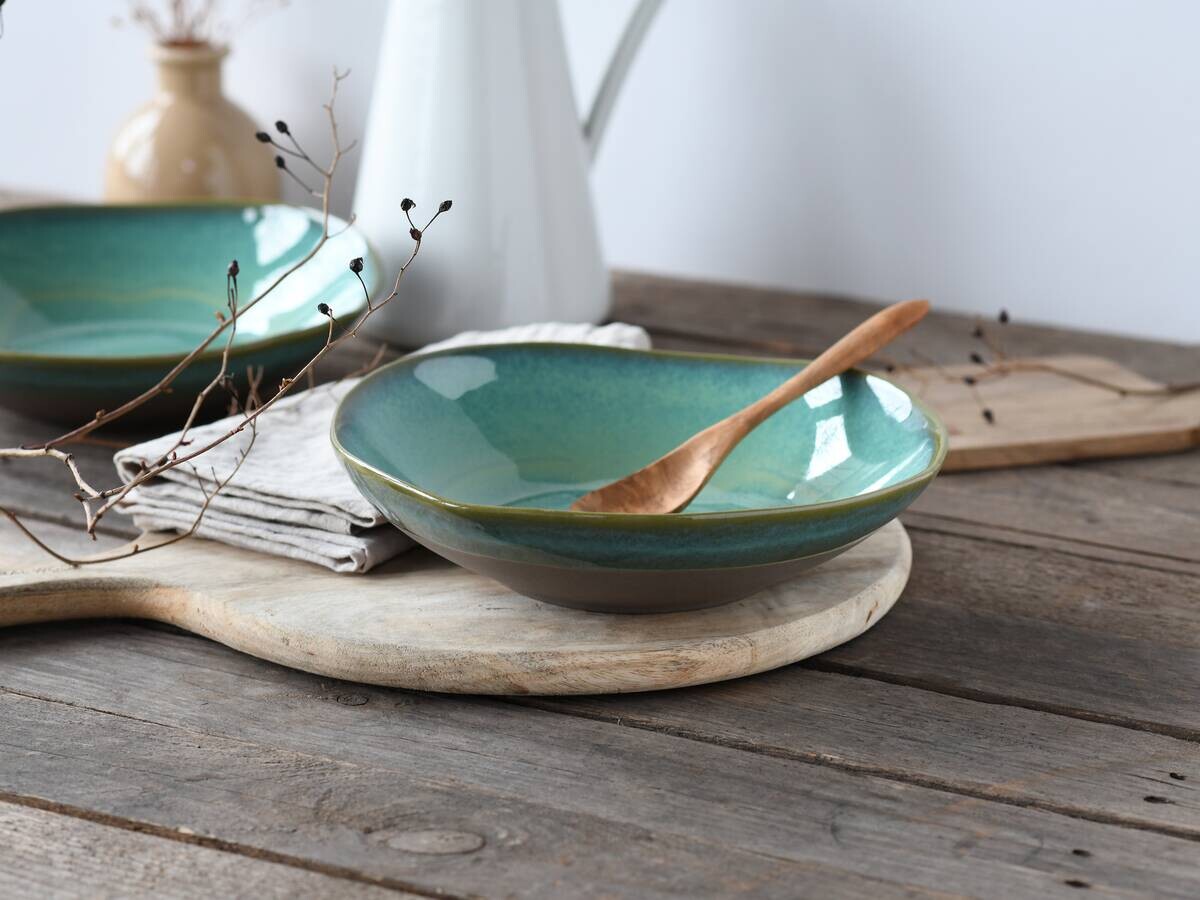 CreaTable Pasta-Bowl-Set Basalt Bio olive Steinzeug D: ca. 22,5 cm