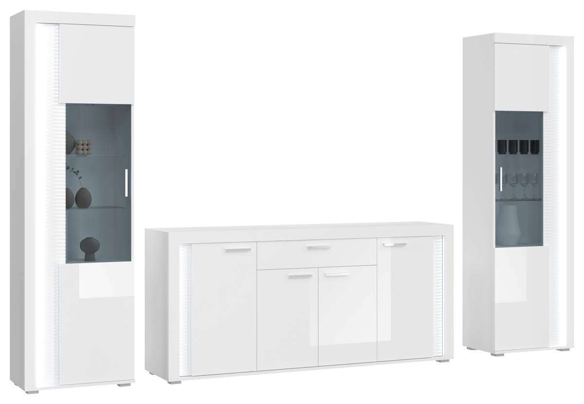 Standvitrine Skylight weiß weiß Hochglanz B/H/T: ca. 60x148x37 cm