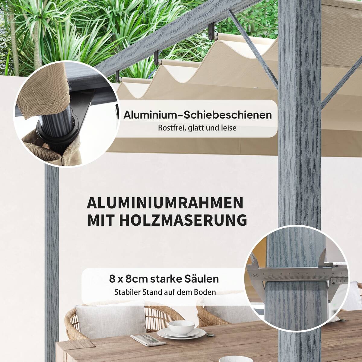 Outsunny Pergola grau Aluminium B/H/L: ca. 296x232x299 cm