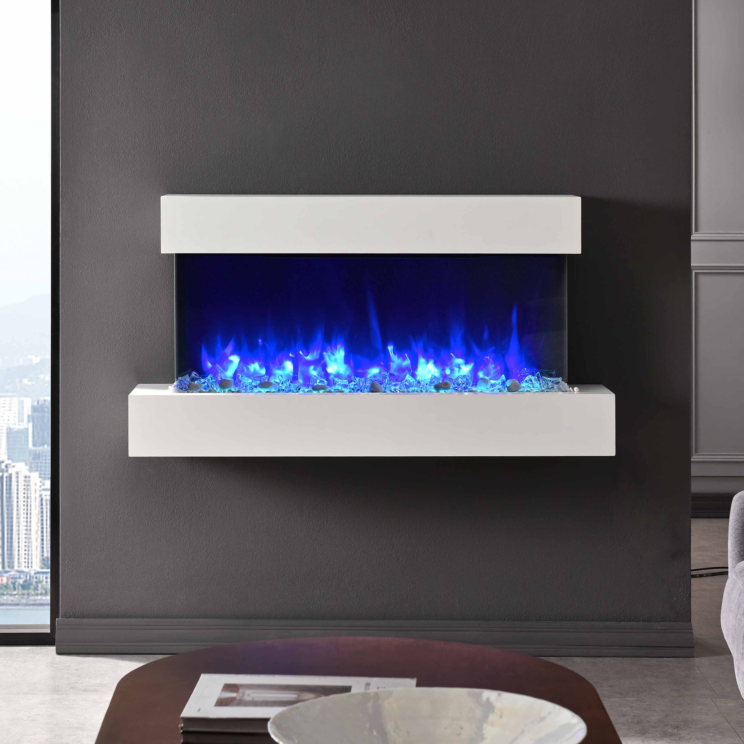 Balderia Wandkamin Ignis weiß MDF B/H/T: ca. 110x57,3x25 cm ca. 2000 W