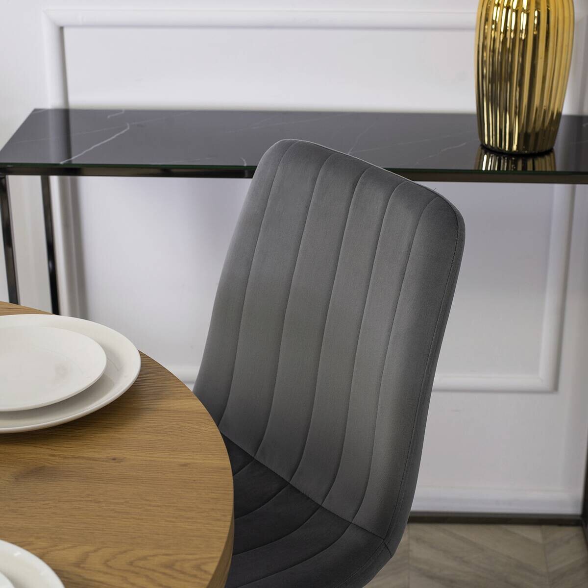 Stuhl IBIS grau Velourstoff B/H/T: ca. 43x90,5x50 cm