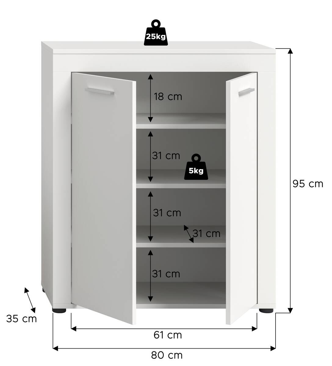 Schuhschrank JAM weiß B/H/T: ca. 80x95x35 cm