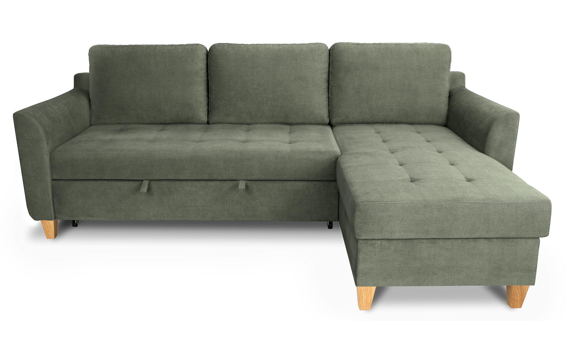 Ecksofa mit Bettfunktion und Bettkasten hellgrün Microfaser B/H/T: ca. 231x86x150 cm