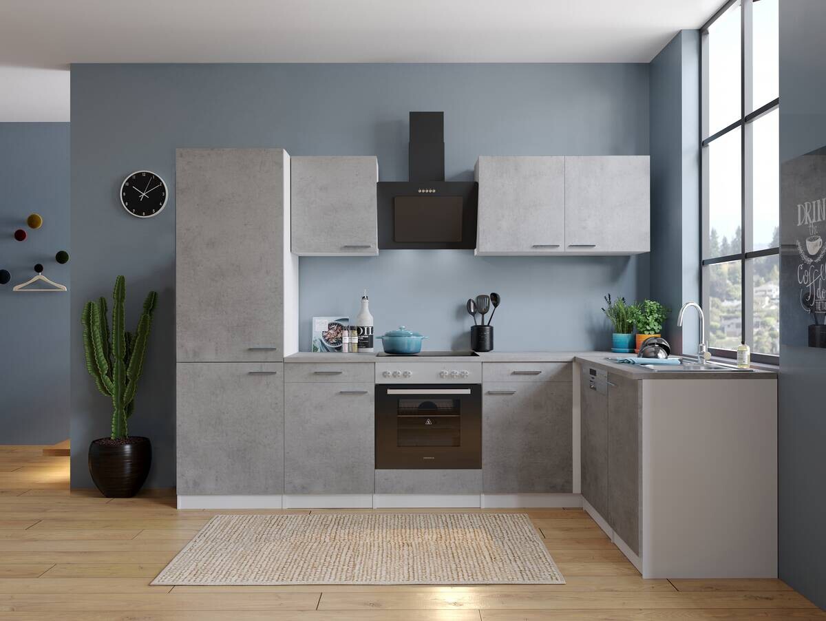 Respekta Winkelküche Malia Beton Optik B/H/T: ca. 280x200x172 cm