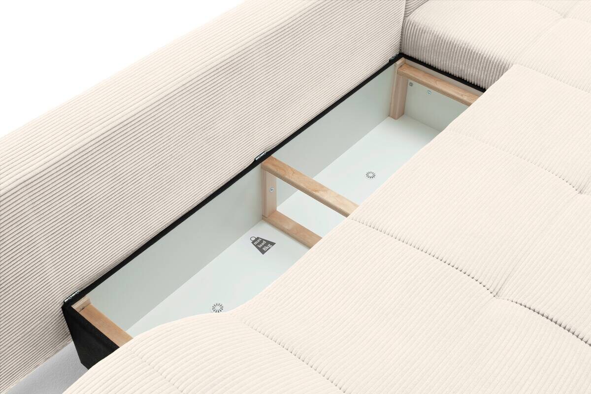 Ecksofa mit Bettfunktion und Bettkasten natur Polyester B/H/T: ca. 191x92x106 cm