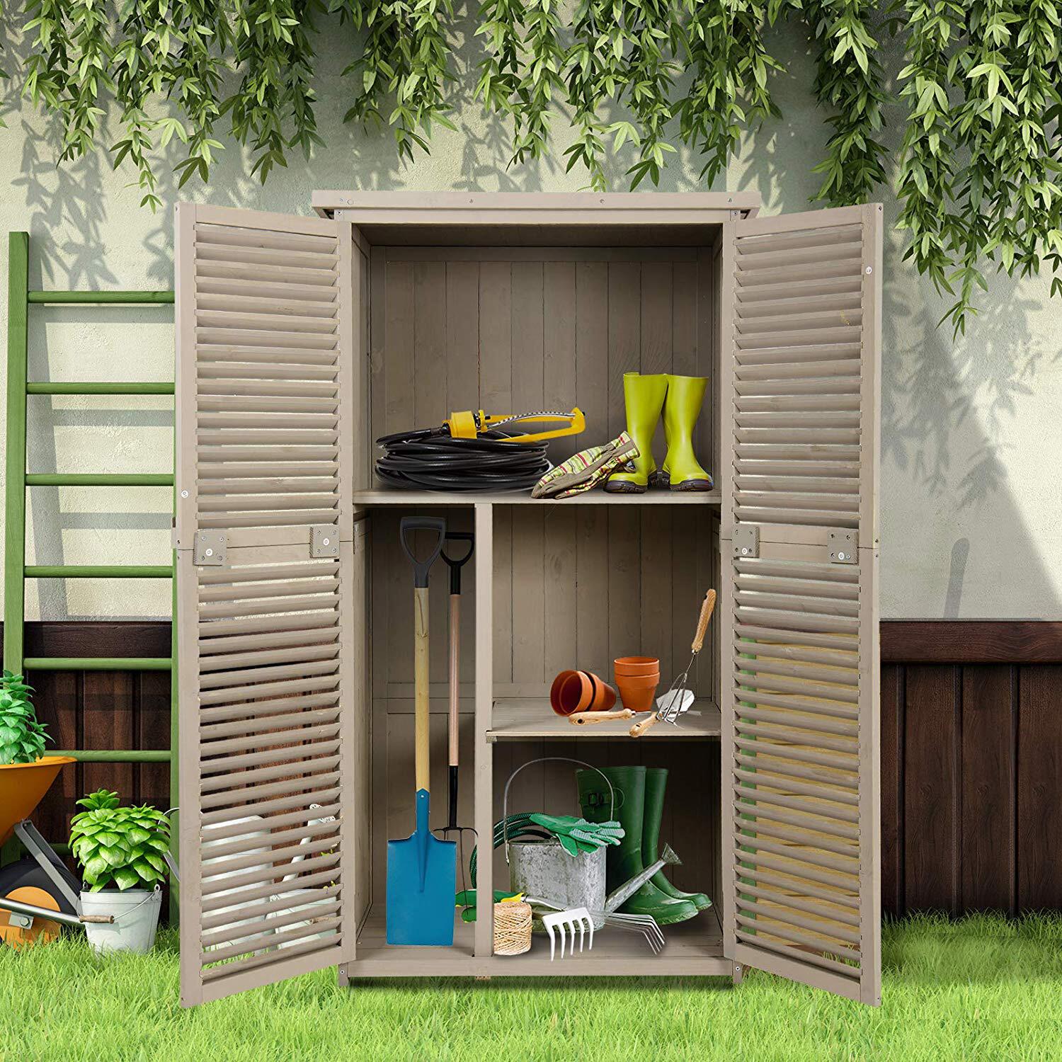 Outsunny Gartenschrank grau Kiefer B/H/L: ca. 46,5x160x87 cm