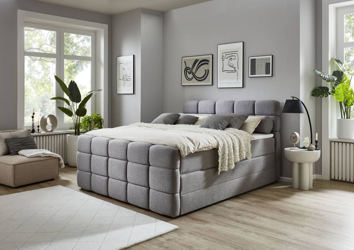 Boxspringbett Lugano hellgrau Liegefläche B/L: ca. 180x200 cm
